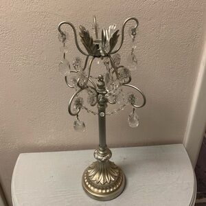 Silver Candle Holder with Crystals